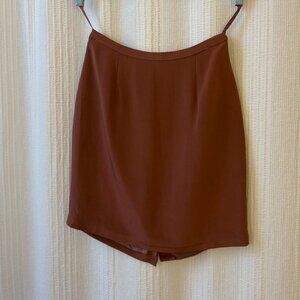 Hugo Buscati 100% Silk Mini Skirt in Terracotta Rust - Size 6